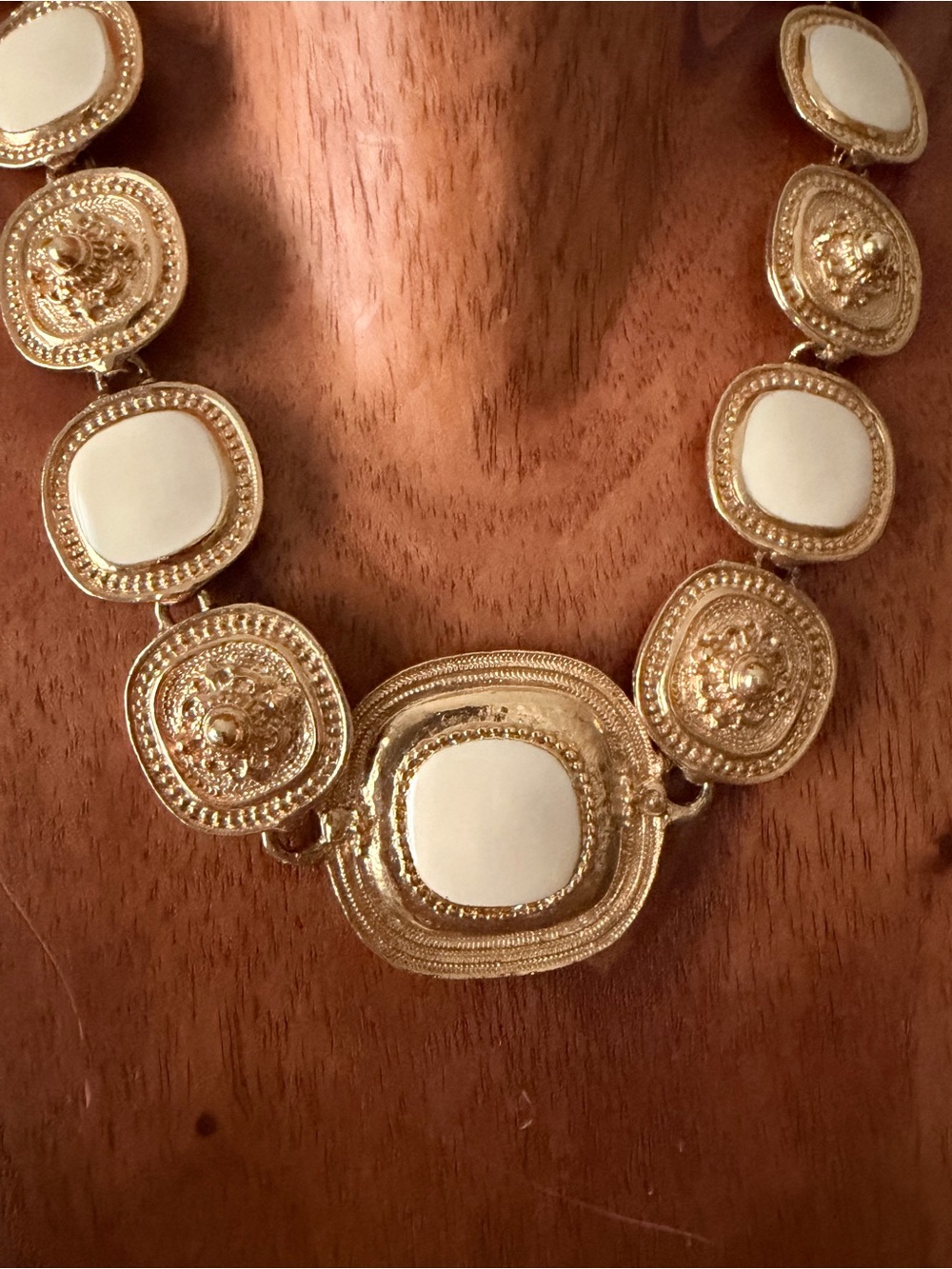 Vintage Gold and Cream Statement Necklace - Elegant Statement Necklace - Picture 2 of 8